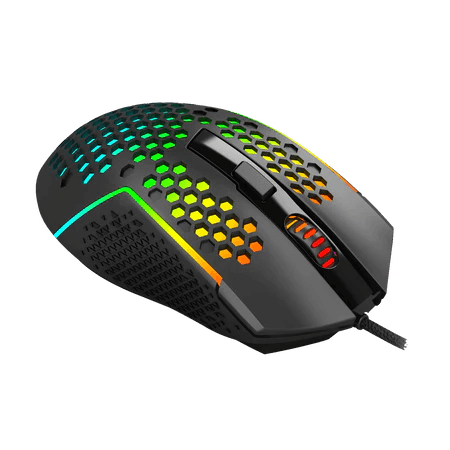 Redragon Redragon M987 Lightweight Honeycomb Wired Gaming Mouse, Programable 6 Buttons, RGB Backlit, 12400 DPI Resolution, 30g Acceleration, 5 Different User Modes, Black | M987-K - thumbnail 1
