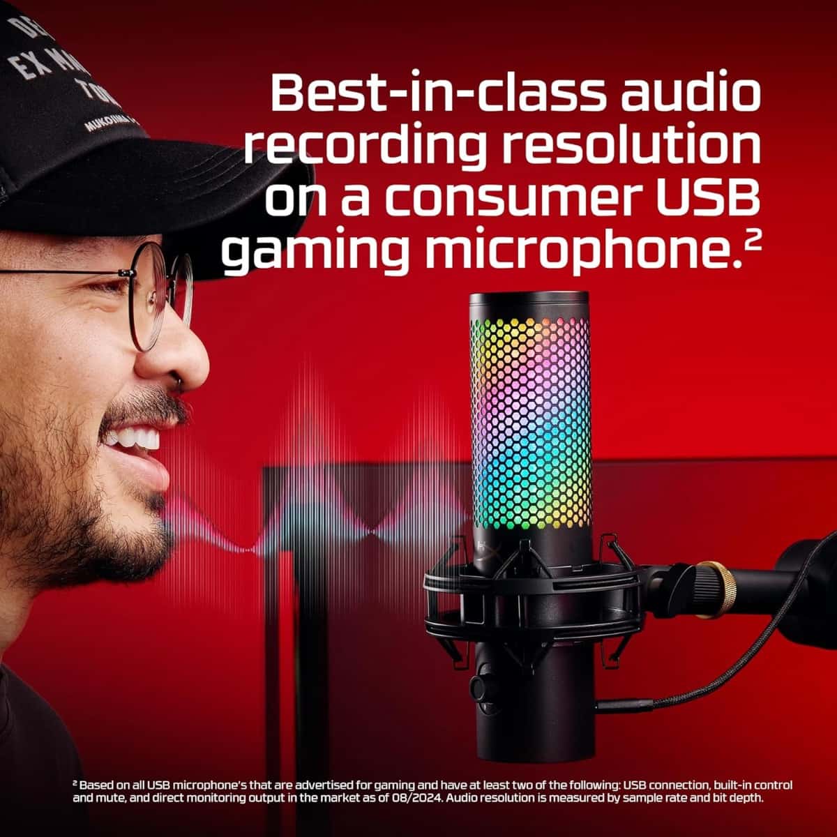 HyperX HyperX QuadCast 2 S USB Microphone, with RGB Lighting, Streaming and Podcasting, with On-Board Controls, LED Lighting, Removable Shock Mount, PC, Mac, USB-C - Black | 9A273AA - thumbnail 10