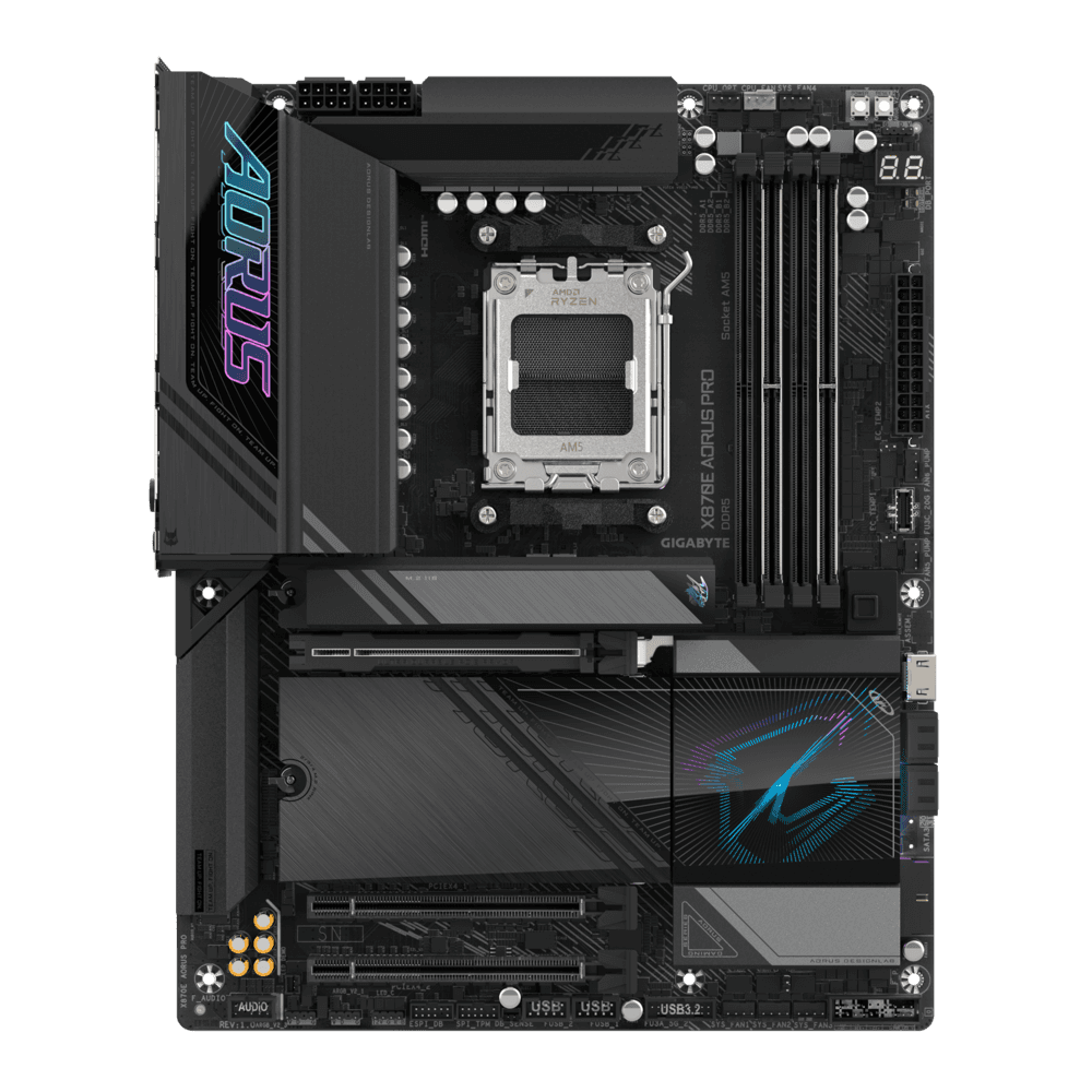 Gigabyte Gigabyte X870E AORUS PRO AM5 DDR5 ATX Motherboard, 4x DIMMs with AMD EXPO, 4x M.2 slots, including 3x PCIe 5.0 x4, Dual USB4 Type-C with DP-Alt, HDMI, 2.5GbE LAN & Wi-Fi 7 | X870E AORUS PRO - thumbnail 4