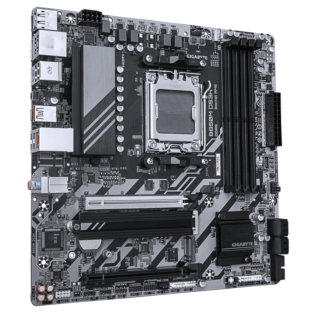 Gigabyte B850M DS3H AM5 Micro ATX DDR5 Motherboard, 4x DIMMs with AMD EXPO, 2x M.2 slots, 1x PCIe 5.0, EZ-Latch, 2.5GbE LAN | B850M DS3H thumbnail 1