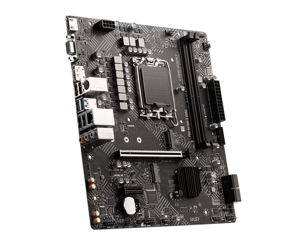 MSI MSI Pro H610M-G DDR4 Micro-ATX Motherboard, Socket LGA 1700, H610 Chipset, 1x Intel I219V Gigabit LAN Controller, 2 DIMM Slots, M.2 Slot, PCI-E X16, SATA III, HDMI, VGA, DP | 7D46-003 - thumbnail 4