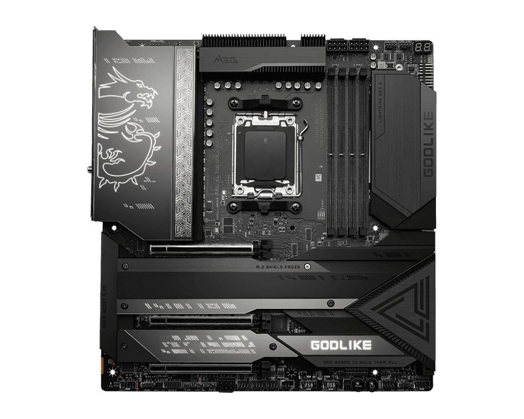 MSI MSI MEG X670E GODLIKE AM5 E-ATX Motherboard, AMD X670 Chipset, 4 x DDR5 128GB Max Memory, I225V 2.5Gbps LAN, AMD Wi-Fi 6E, Bluetooth 5.2, 3x PCIe 5.0 x16, 4x M.2 Slot, USB 3.2/2.0 | 911-7D68-001 - thumbnail 3