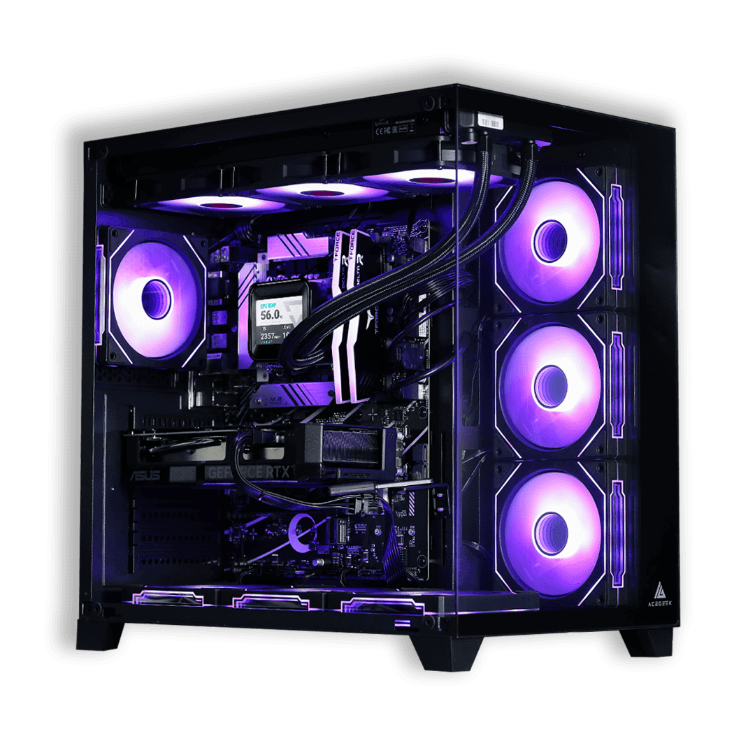 Nanotech Core i7 X 5060Ti Gaming PC, Core i7-12700F, DUAL RTX 5060 Ti OC 16GB GDDR7, 32GB (2x16GB) 6400MHz, 2TB NVMe SSD, LCD Liquid CPU Cooler, 650W, WiFi - thumbnail 1