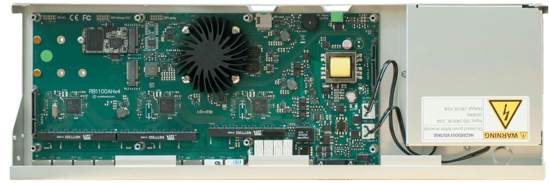 MikroTik RB1100AHx4 Routerboard Dude Edition, Ethernet Port Router, Powerful 1U rackmount router with 13x Gigabit Ethernet ports, 60GB M.2 drive for Dude database | RB1100DX4 - thumbnail 4