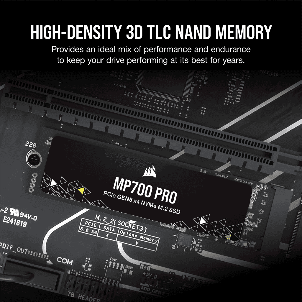 Corsair Corsair 4TB MP700 PRO NVMe PCIe 5.0 M.2 Internal SSD, 12400 MB/s Sequential Read Speeds & 11800 Sequential Write Speeds, 3D TLC NAND Technology, 1.6 Million Hours MTBF, Black | CSSD-F4000GBMP700PNH - thumbnail 6