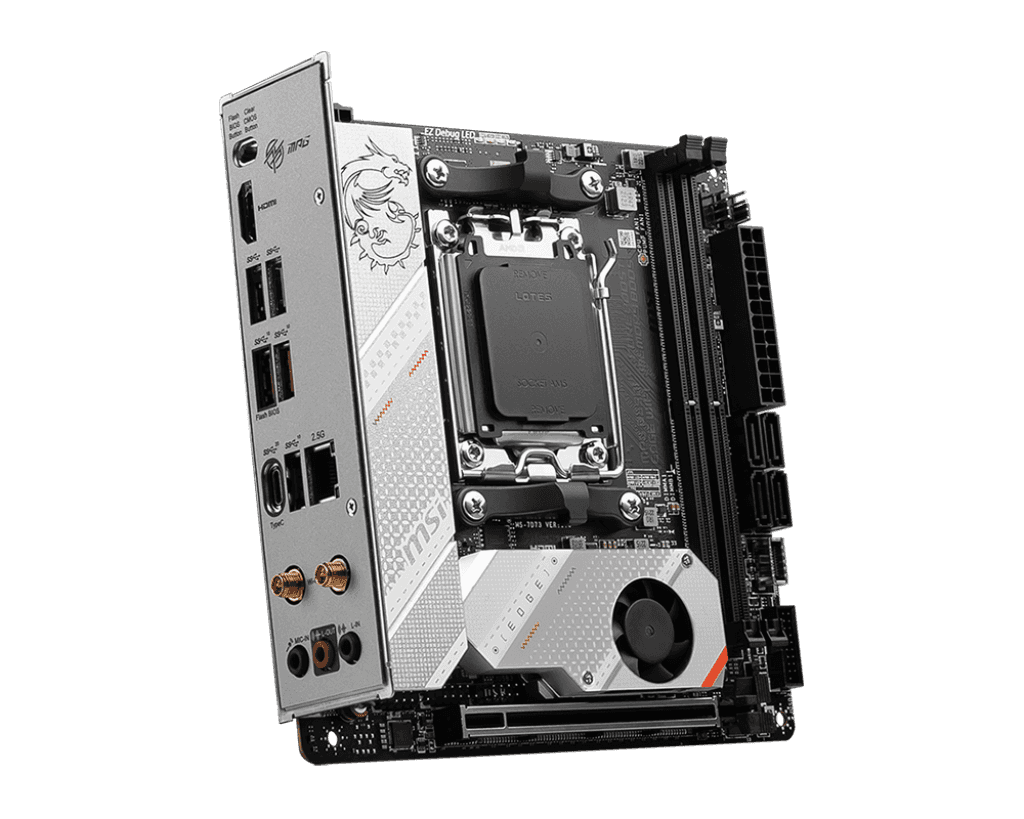 MSI MSI MPG B650I EDGE WIFI Motherboard, Mini-ITX - Supports AMD Ryzen 7000 Series Processors, AM5-8 Phases Direct CPU Power 80A VRM, DDR5 6600+MHz/OC, 1 x PCIe 4.0 x16, 2 x M.2 Gen4, Wi-Fi 6E 911-7D73-006   MINI ATX - thumbnail 5