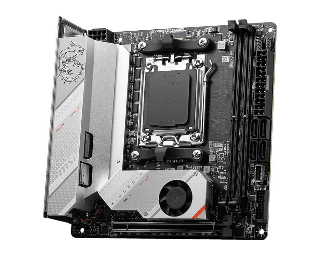 MSI MSI MPG B650I EDGE WIFI Motherboard, Mini-ITX - Supports AMD Ryzen 7000 Series Processors, AM5-8 Phases Direct CPU Power 80A VRM, DDR5 6600+MHz/OC, 1 x PCIe 4.0 x16, 2 x M.2 Gen4, Wi-Fi 6E 911-7D73-006   MINI ATX - thumbnail 4
