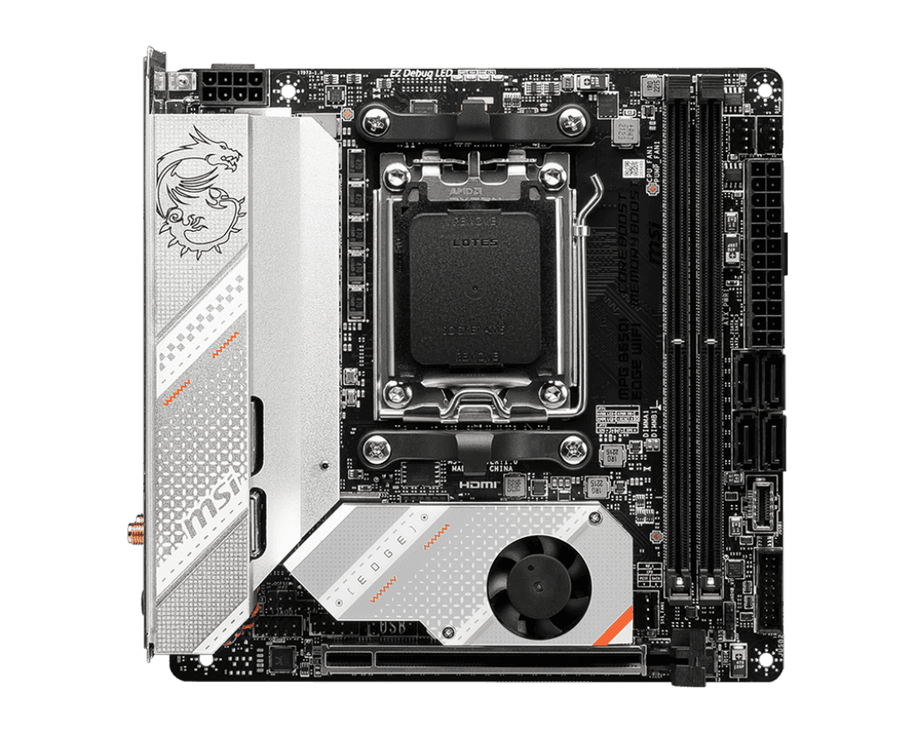 MSI MSI MPG B650I EDGE WIFI Motherboard, Mini-ITX - Supports AMD Ryzen 7000 Series Processors, AM5-8 Phases Direct CPU Power 80A VRM, DDR5 6600+MHz/OC, 1 x PCIe 4.0 x16, 2 x M.2 Gen4, Wi-Fi 6E 911-7D73-006   MINI ATX - thumbnail 3