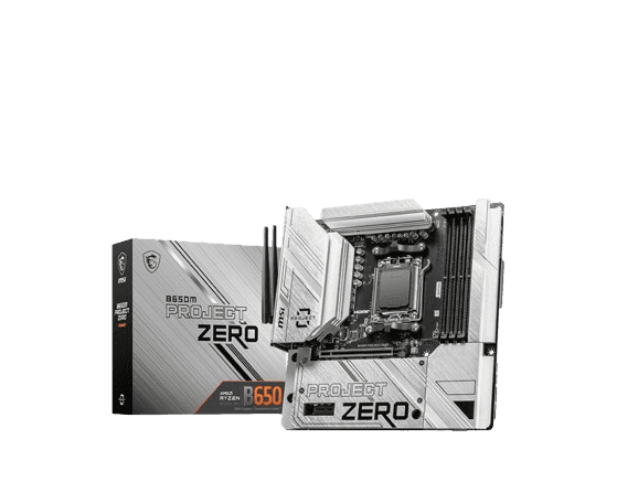 MSI B650M PROJECT ZERO AMD B650 ATX Motherboard, DDR5, up to 7600+(OC) MHz, Extended Heatsink Design, 2.5G LAN and AMD Wi-Fi 6E, M.2 Shield Frozr, Lightning M.2 | 911-7E09-003 thumbnail 3
