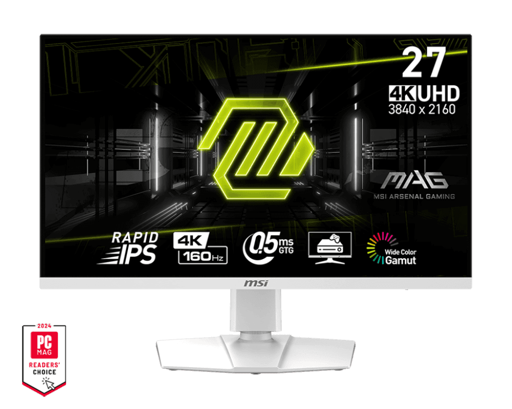 MSI MSI MAG 274URFW White Gaming Monitor, 4K 3840x2160 (UHD), Rapid IPS Panel, 0.5ms (GtG), 160Hz, VESA DisplayHDR 400, AMD FreeSync Premium  | 9S6-3CC29H-446 - thumbnail 1