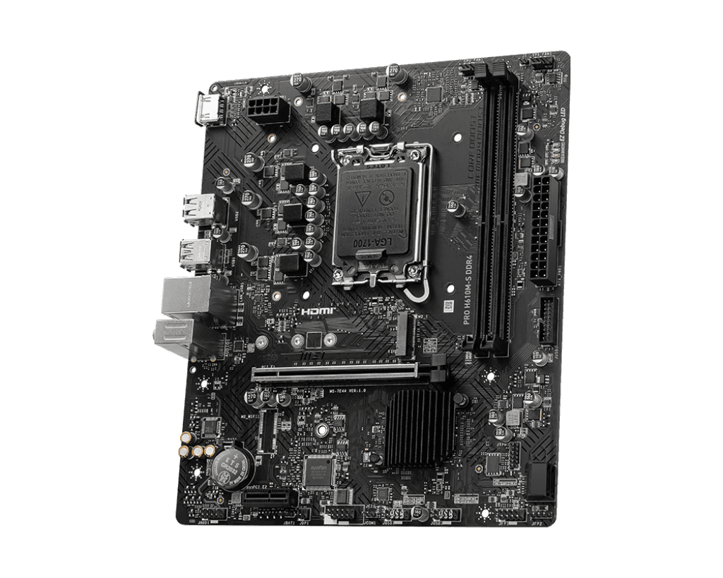 MSI MSI PRO H610M-S DDR4 Motherboard, INTEL H610, Intel Core 14th Processors, 2x DDR4 Memory up to 3200(MAX) MHz Max 64 GB, 1x M.2, 2x SATA 6G, PCIe 4.0, Realtek ALC897 Codec, Realtek RTL8111H Gigabit LAN | 911-7E44-003  2 YEAR WARRANTY - thumbnail 4
