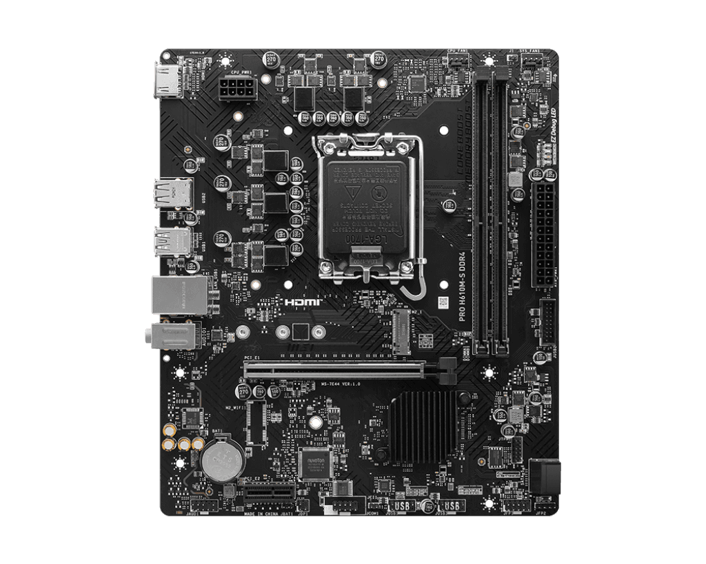 MSI MSI PRO H610M-S DDR4 Motherboard, INTEL H610, Intel Core 14th Processors, 2x DDR4 Memory up to 3200(MAX) MHz Max 64 GB, 1x M.2, 2x SATA 6G, PCIe 4.0, Realtek ALC897 Codec, Realtek RTL8111H Gigabit LAN | 911-7E44-003  2 YEAR WARRANTY - thumbnail 3