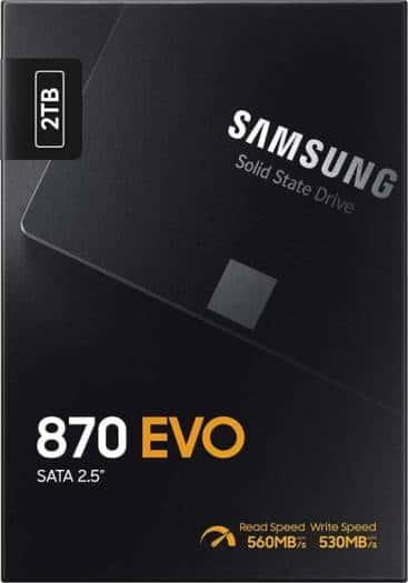 SAMSUNG Samsung 870 EVO 2TB 2.5" SATA III Internal SSD, Up to 560 MB/s Seq Read & 530 MB/s Seq Write Speed, V-NAND Technology, 2GB LPDDR4 Cache, MKX Controller, 1.5 M Hrs. MTBF, Black | MZ-77E2T0BW - thumbnail 1