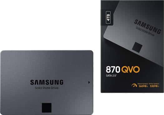SAMSUNG SAMSUNG 870 QVO Series 4TB SATA 2.5" Internal SSD, Up to 560 MB/s Read & 530 MB/s Write Speeds, V-NAND 4bit MLC, 1.5 M MTBF, S.M.A.R.T Supported, 1.5 Million Hours Reliability (MTBF) | MZ-77Q4T0BW - thumbnail 1