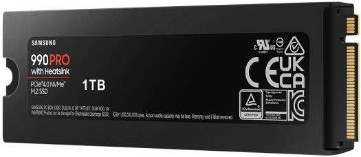 SAMSUNG Samsung 990 Pro with Heatsink 1 TB NVMe 2.0 M.2 2280 Internal SSD, 7450 MB/s Sequential Read Speed, 6900 MB/s Sequential Write Speed, 3.3 Voltage, V-NAND 3-bit MLC, Black | MZ-V9P1T0CW - thumbnail 5
