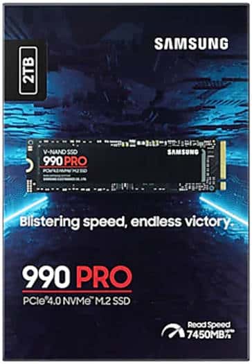 SAMSUNG Samsung 990 Pro 2 TB NVMe M.2 Internal SSD, PCIe Gen 4.0 x4, NVMe 2.0, 1.5 Million Hrs Reliability (MTBF), S.M.A.R.T Support Supported, 7450 MB/s Sequential Read Speed, 6900 MB/s Sequential Write Speed, 3.3 Voltage, V-NAND 3-bit MLC,  | MZ-V9P2T0BW - thumbnail 1