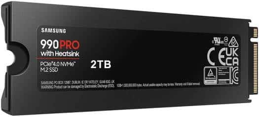 SAMSUNG Samsung 990 Pro with Heatsink 2 TB NVMe 2.0 M.2 2280 Internal SSD, 7450 MB/s Sequential Read Speed, 6900 MB/s Sequential Write Speed, 3.3 Voltage, V-NAND 3-bit MLC, Black | MZ-V9P2T0CW - thumbnail 1