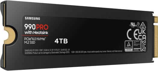 SAMSUNG Samsung 990 Pro with Heatsink 4TB NVMe 2.0 M.2 2280 Internal SSD, 7450 MB/s Sequential Read Speed, 6900 MB/s Sequential Write Speed, 3.3 Voltage, V-NAND 3-bit MLC, Black | MZ-V9P4T0CW - thumbnail 3