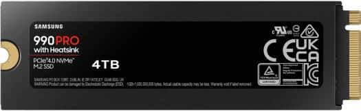 SAMSUNG Samsung 990 Pro with Heatsink 4TB NVMe 2.0 M.2 2280 Internal SSD, 7450 MB/s Sequential Read Speed, 6900 MB/s Sequential Write Speed, 3.3 Voltage, V-NAND 3-bit MLC, Black | MZ-V9P4T0CW - thumbnail 4