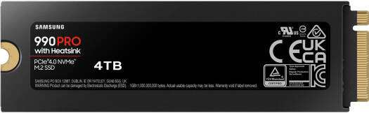 SAMSUNG Samsung 990 Pro with Heatsink 4TB NVMe 2.0 M.2 2280 Internal SSD, 7450 MB/s Sequential Read Speed, 6900 MB/s Sequential Write Speed, 3.3 Voltage, V-NAND 3-bit MLC, Black | MZ-V9P4T0CW - thumbnail 4