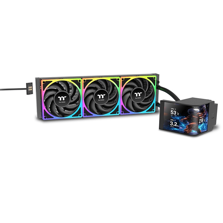 Thermaltake Thermaltake MAGCurve 360 Ultra ARGB Sync Snow AIO Liquid Cooler, 6.67" Curved AMOLED Display, AI Forge Technology, TOUGHFAN EX120, 360mm, White | CL-W454-PL12SW-A - Color: BLACK