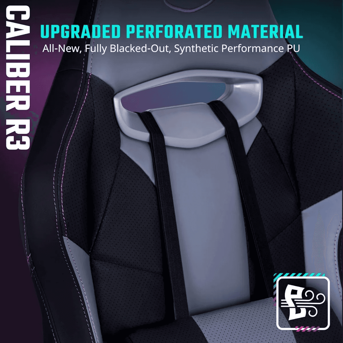 Cooler Master Cooler Master Caliber R3 Gaming Chair, Adjustable Lumbar Support, 2D Armrests, Reinforced Steel Frame, Memory Foam, Breathable PU, Black | CMI-GCR3-BK - thumbnail 4
