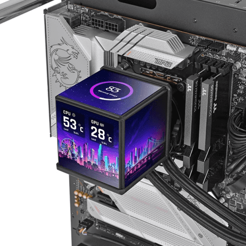 Thermaltake Thermaltake MINECUBE 360 Ultra ARGB Sync Snow AIO Liquid Cooler, Patented Quad-LCD Cube Display, SWAFAN EX MagForce 2.0, 360mm Liquid Cooler, Black | CL-W481-PL12SW-A - thumbnail 6