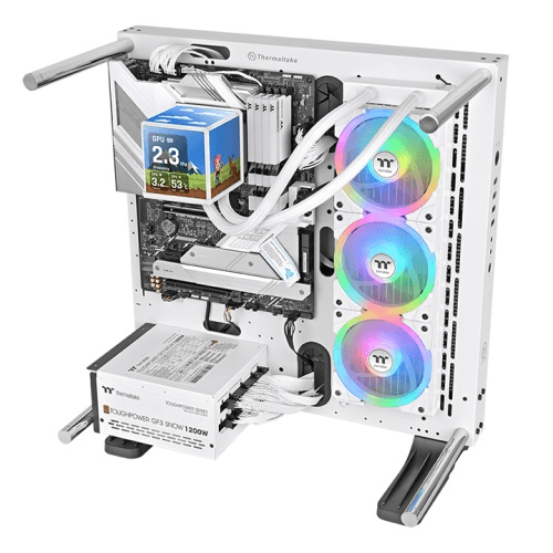 Thermaltake Thermaltake MINECUBE 360 Ultra ARGB Sync AIO Liquid Cooler, Patented Quad-LCD Cube Display, SWAFAN EX MagForce 2.0, 360mm Liquid Cooler, White | CL-W482-PL12SW-A - thumbnail 4