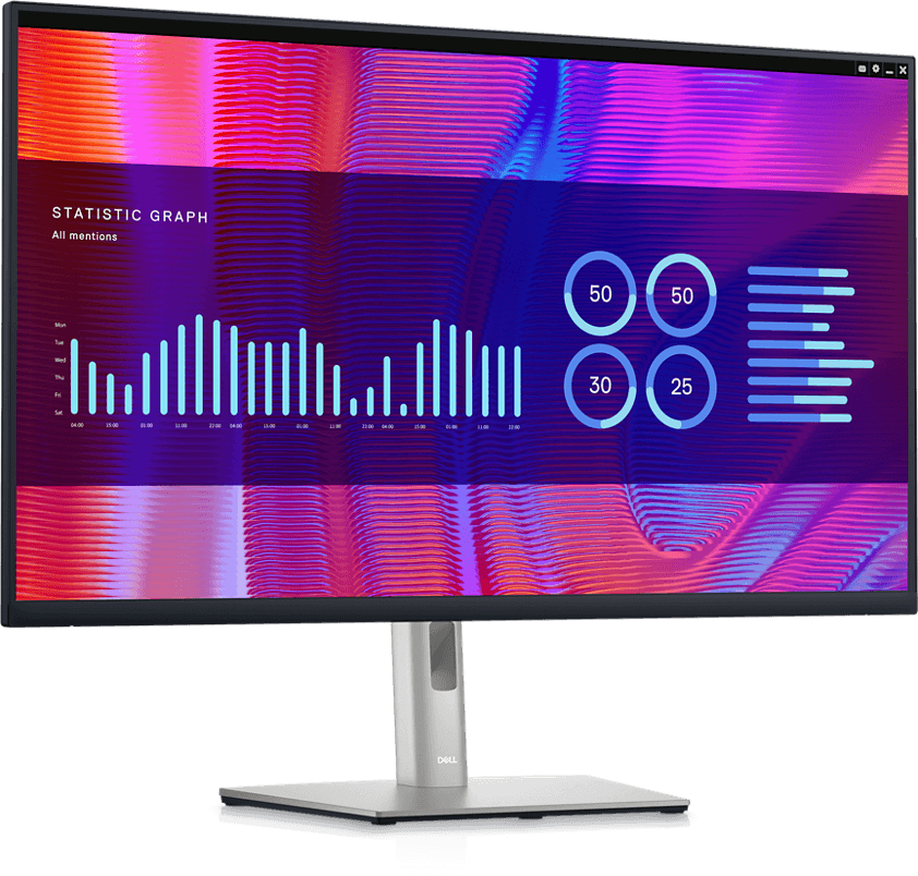 Dell P3223DE 32 USB-C Hub Monitor, 31.5" QHD (2560 x 1440) IPS, 60Hz, 5ms (Fast GtG), USB 3.2 Gen 1/USB-C hub, 1.07B Color Support, 99% sRGB, Silver / Black thumbnail 2