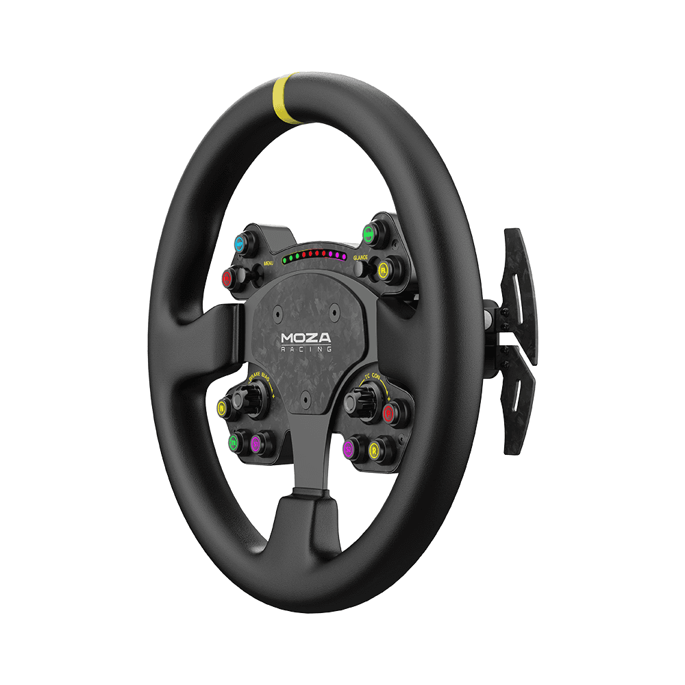 MOZA Moza RS25 Racing RS V2 Steering Wheel, 13-inch GT Style, Genuine Leather, Forged Carbon Fiber, Magnetic Shifters - thumbnail 4