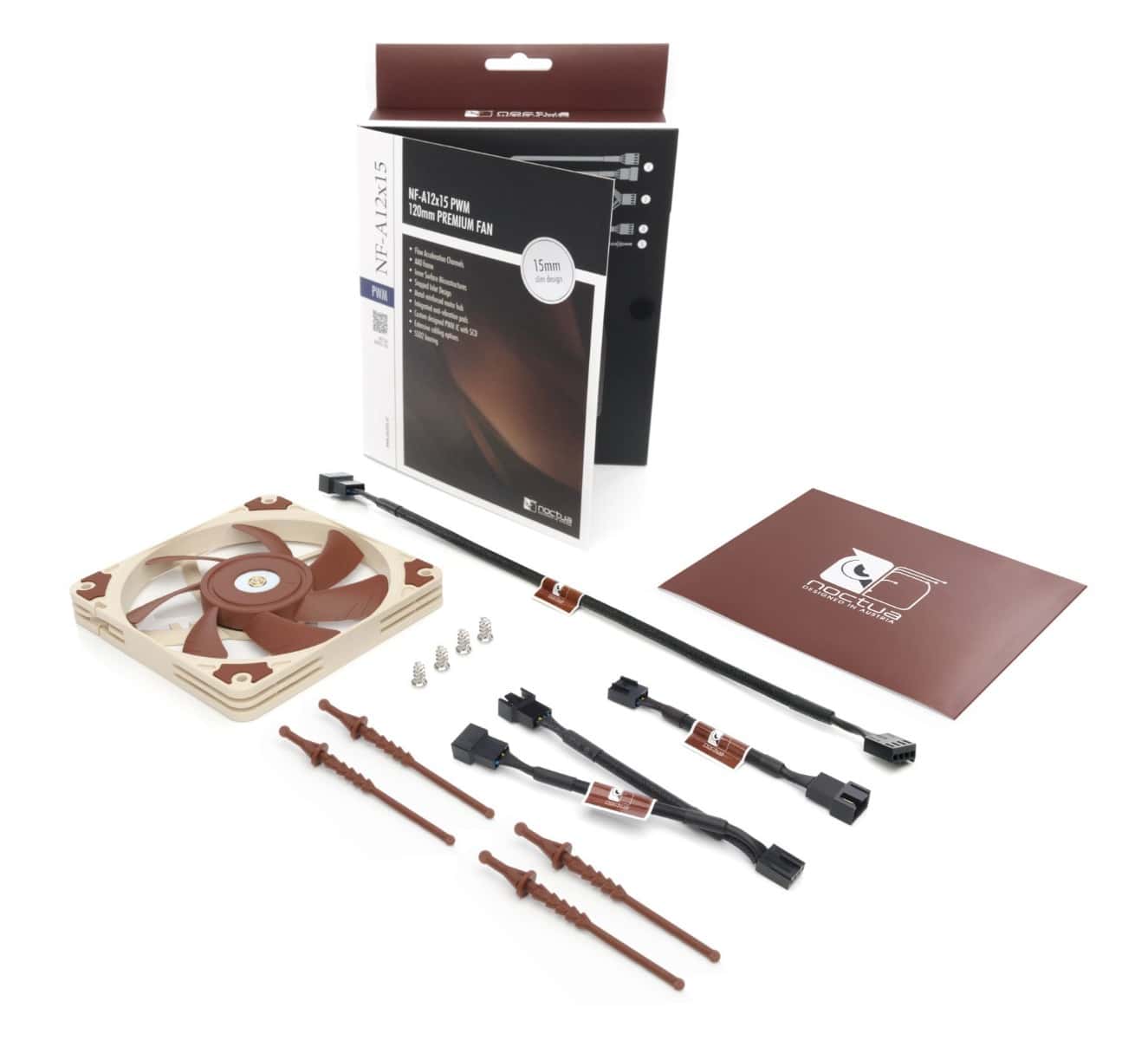 Noctua Noctua NF-A12x15 PWM, Premium Quiet Slim Fan, 4-Pin (120x15mm, Brown), 15mm slim design,  Metal-reinforced motor hub, Stepped Inlet Design, AAO frame - thumbnail 6