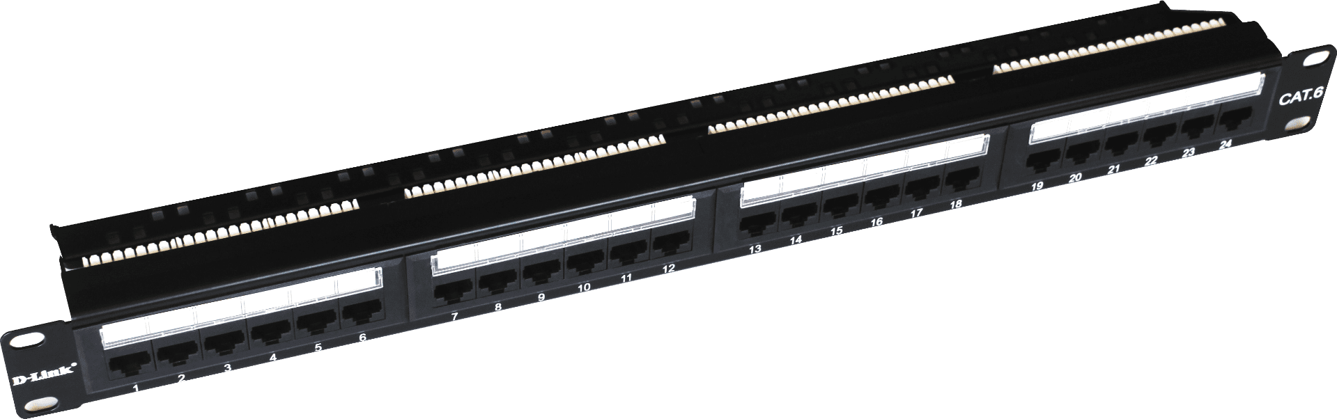 D-Link Cat6 UTP Fully Loaded Patch Panel, Suitable for 22-26 AWG stranded and solid wire, compatible with both 110& Krone punch down tools | NPP-C61BLK241 - thumbnail 1