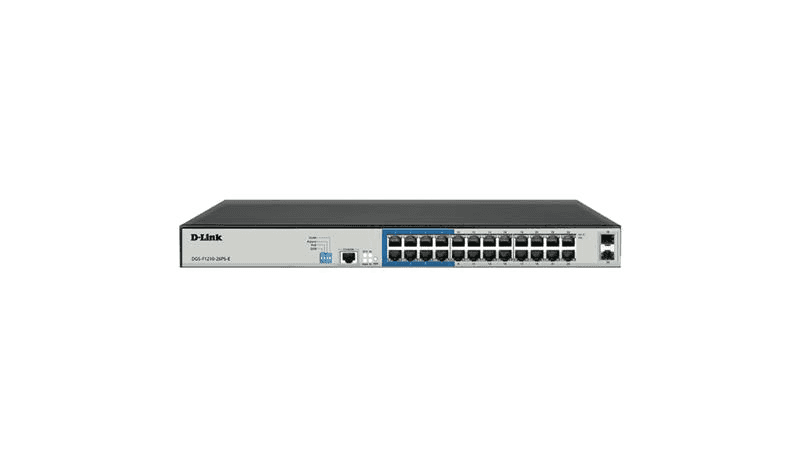 D-link DLINK DGS-F1210-26PS-E 26-port Switch, 10/100/1000Base-T, Long Range 250m, PoE+, Smart Switch with 24 PoE Ports, 2 SFP Ports | DGS-F1210-26PS-E - thumbnail 1