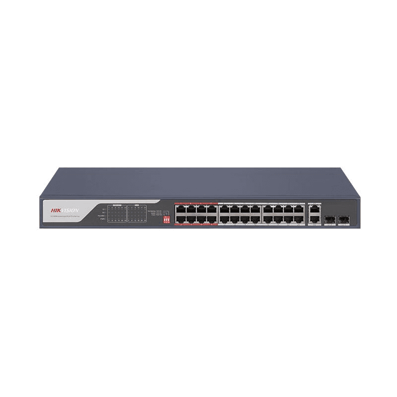 HIKVISION Hikvision DS-3E0326P-E(C) 100 Mbps Long Range PoE Switch, 24 ?? 10/100 Mbps PoE port,2 ?? Gigabit combo, Up to 300 m, Port isolation to improve network security, 6 kV surge protection,  PoE watchdog function - thumbnail 2