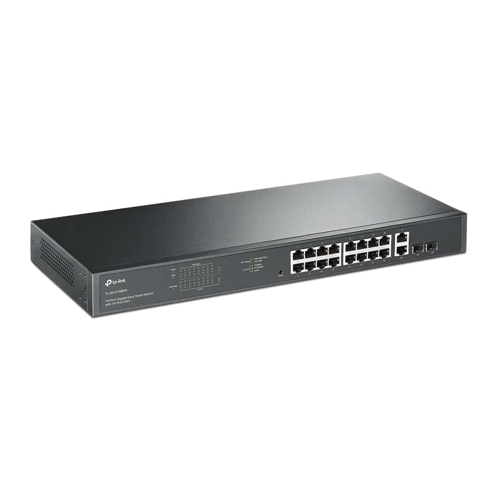 tp-link tp-link 18-Port Gigabit Easy Smart Switch with 16-Port PoE+, 18 10/100/1000Mbps RJ45 Ports, 2 Gigabit Combo SFP Slots, 100???240V AC, 50/60 Hz, 2 Fans, Rack Mountable | TL-SG1218MPE  V5.0 - thumbnail 3