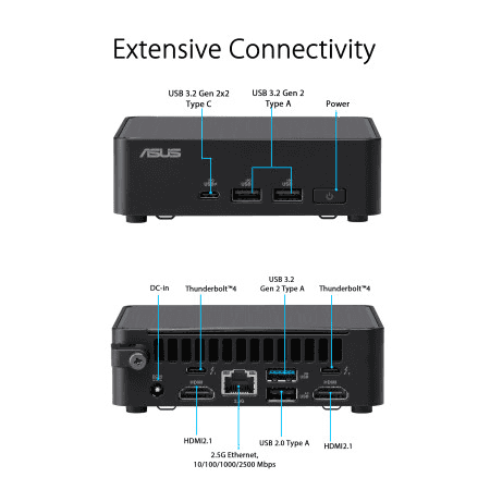 Asus ASUS NUC 14 Pro Mini PC, Intel Core Ultra 5 125H, Intel Arc GPU, 16GB (2x 8GB) 5600MTs DDR5, 2TB NVMe Up to 6000MTs - thumbnail 4