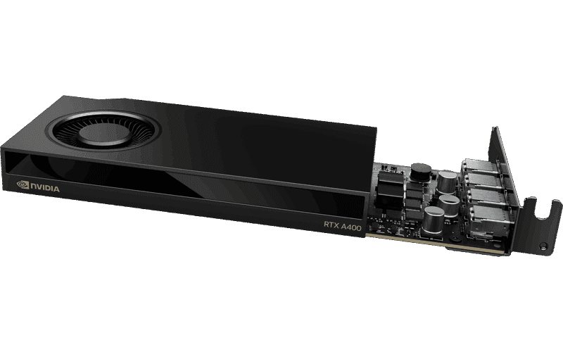PNY PNY NVIDIA RTX A400 Graphic card, 4 GB GDDR6, 64-bit 96 GB/sec, 8.7 Billion Transistors, 768 CUDA Cores, 24 Tensor Cores, 6 RT Cores, 4x mDisplayPort,  Single Slot | VCNRTXA400ATX-PB - thumbnail 4