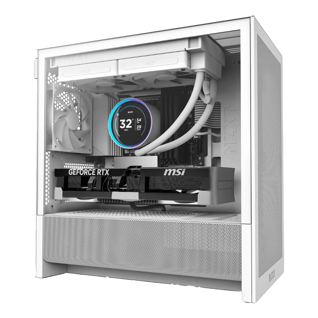 Nanotech Mini High-End Gaming PC: Intel Core Ultra 7 265F + MSI VENTUS RTX 5090 OC 32GB GDDR7, 64GB DDR5 6000MHz RGB, 2TB PCIe 4.0 NVMe SSD, 240mm LCD AIO, 1200W Gold ATX 3.1 PSU, WiFi 7, NZXT H3 Flow White - thumbnail 1