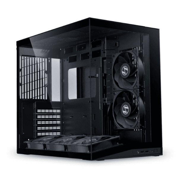 Lian Li O11D mini V2 Flow Black Computer Case, 5x Pre-Installed Reverse Blade Fans, Supports ATX, M-ATX, Mini-ITX, and ATX Back-Connect motherboards, Adjustable Vertical GPU Bracket, Supports up to 360mm top radiator, Supports 9 x 120mm fans | O11DMIV2FX thumbnail 2