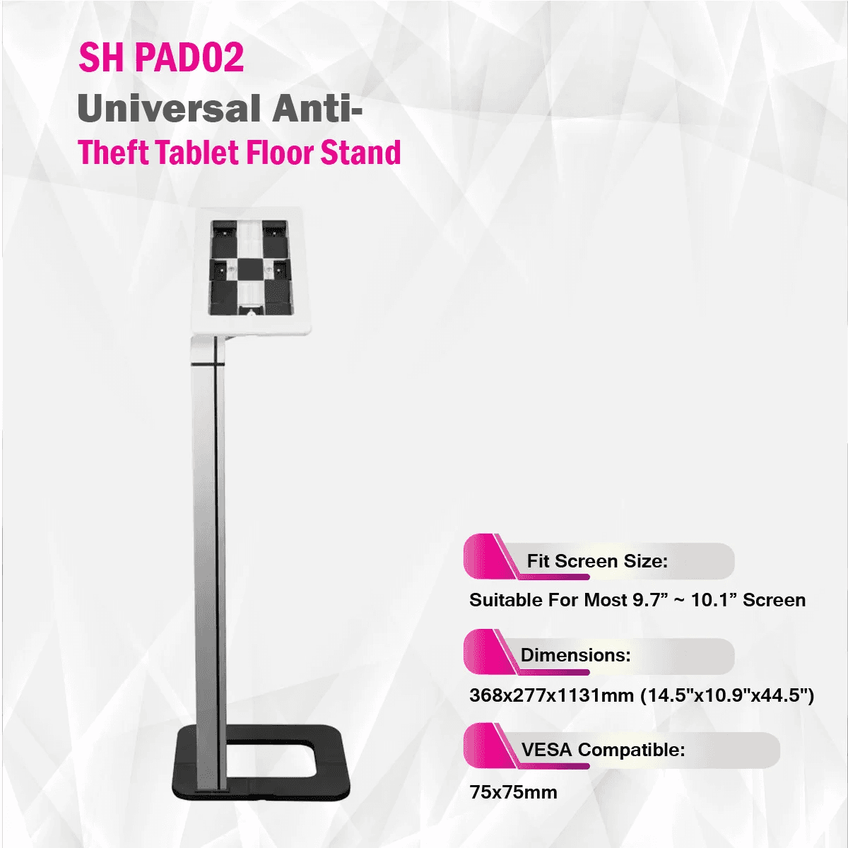 Skill Tech SKILLTECH SH PAD02 Universal Anti-theft tablet Floor Stand With Lock, Supports iPad, iPad Air, Samsung Galaxy Tab and most 9.7???-10.1??? Tablets | SH PAD02 - thumbnail 1