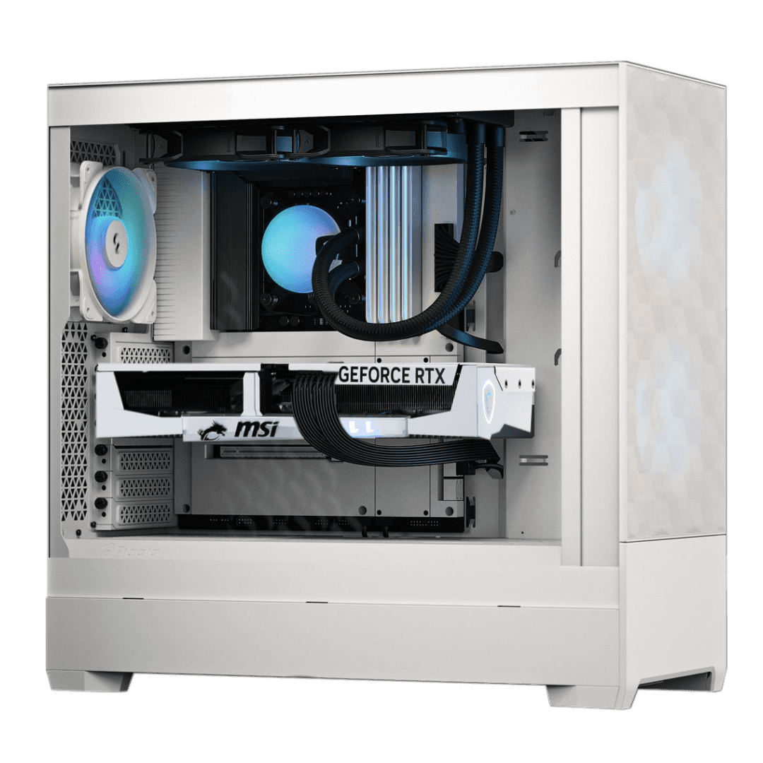 MSI AMD 9800X3D X 5070 White Gaming PC, AMD Ryzen 7 9800X3D, 5070 Gaming Trio White OC 12GB, 32GB (2x16GB) 6000MHz,  2TB PCIe Gen5, AIO Cooler, 850W, Powered By MSI - thumbnail 1