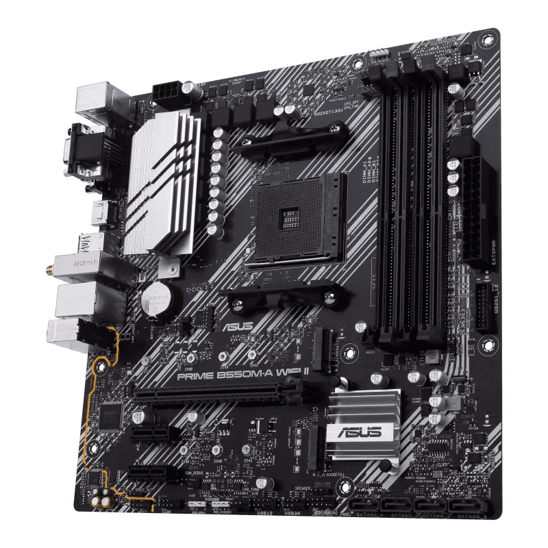 Asus ASUS PRIME B550M-A WIFI II AMD B550 (Ryzen AM4) micro ATX motherboard with dual M.2, PCIe 4.0, Wi-Fi 6, 1 Gb Ethernet, HDMI, DVI-D, D-Sub, SATA 6 Gbps, USB 3.2 Gen 2 Type-A, and Aura Sync RGB lighting support | 90MB19X0-M0EAY0 - thumbnail 7