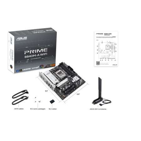 Asus ASUS Prime B840M-A WiFi-CSM AMD AM5 B840 mATX Motherboard, Advanced AI Ready, DDR5, PCIe 4.0 Ready, 3xM.2 Slots, Wi-Fi 6E, 2.5Gb LAN, DisplayPort, HDMI, USB 5Gbps Type-C, BIOS Flashback, Aura Sync | 90MB1J20-M0EAY0 - thumbnail 7