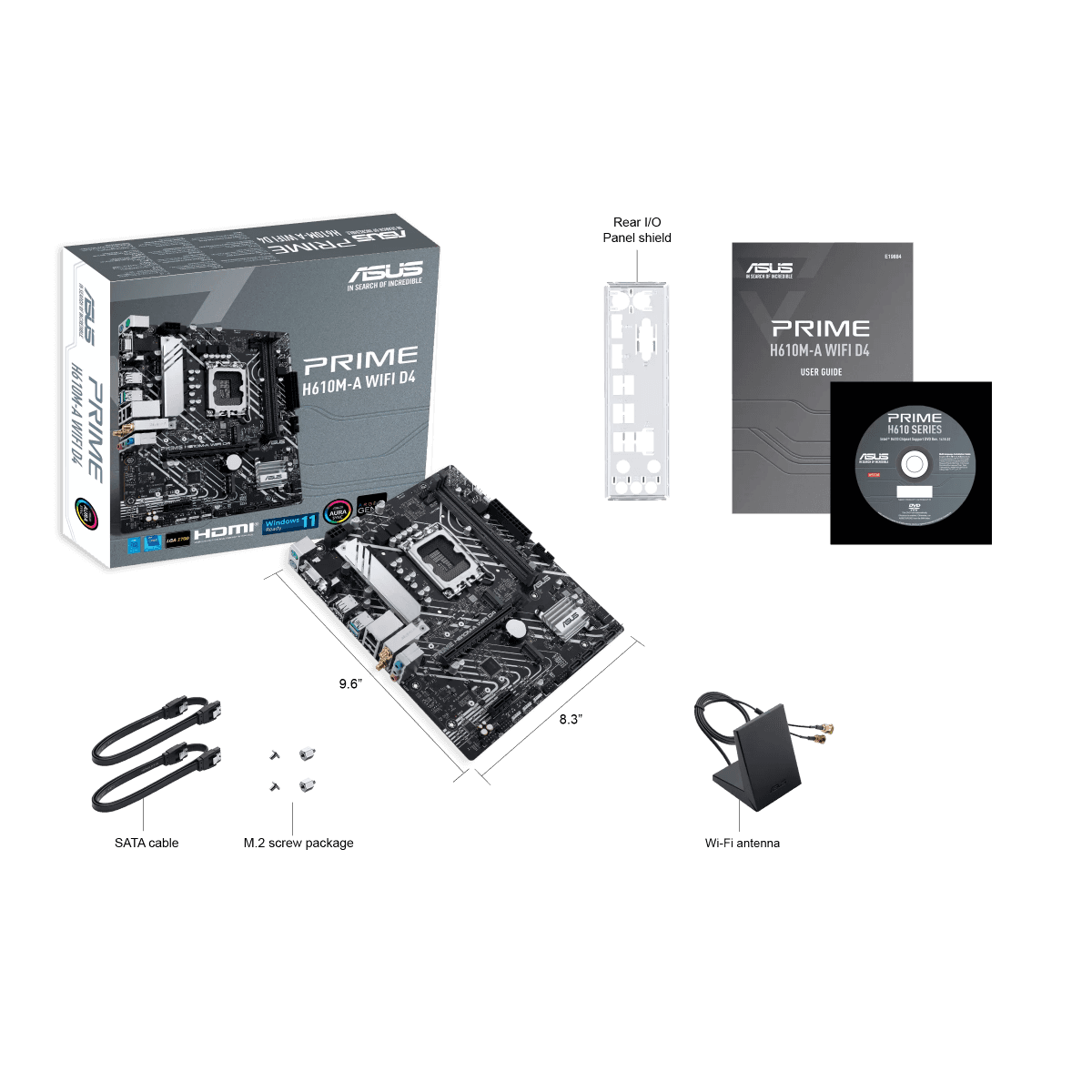 Asus ASUS PRIME H610M-A WIFI D4 Intel H610 (LGA 1700) mic-ATX motherboard with DDR4, PCIe 4.0, dual M.2 slots, Intel 1 Gb Ethernet, WIFI 5, DisplayPort, HDMI, D-Sub, USB 3.2 Gen 2 ports, SATA 6 Gbps, Addressable Gen 2 headers, and Arua Sync | 90MB1C80-M0EAY0 - thumbnail 6