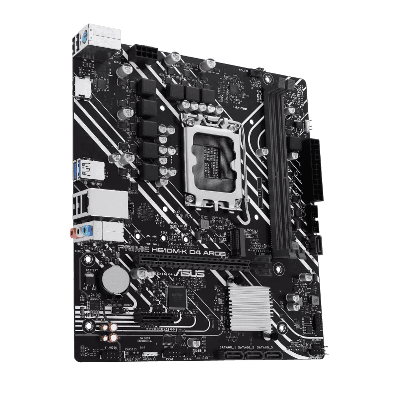 Asus ASUS PRIME H610M-K D4 ARGB Intel H610 (LGA 1700) micro-ATX DDR4 Motherboard, PCIe 4.0, M.2 slot, Realtek 1 Gb Ethernet, HDMI, USB 5Gbps, SATA 6 Gbps, Two-Way AI Noise Cancelation, Aura Sync | 90MB1HN0-M0EAY0 - thumbnail 4