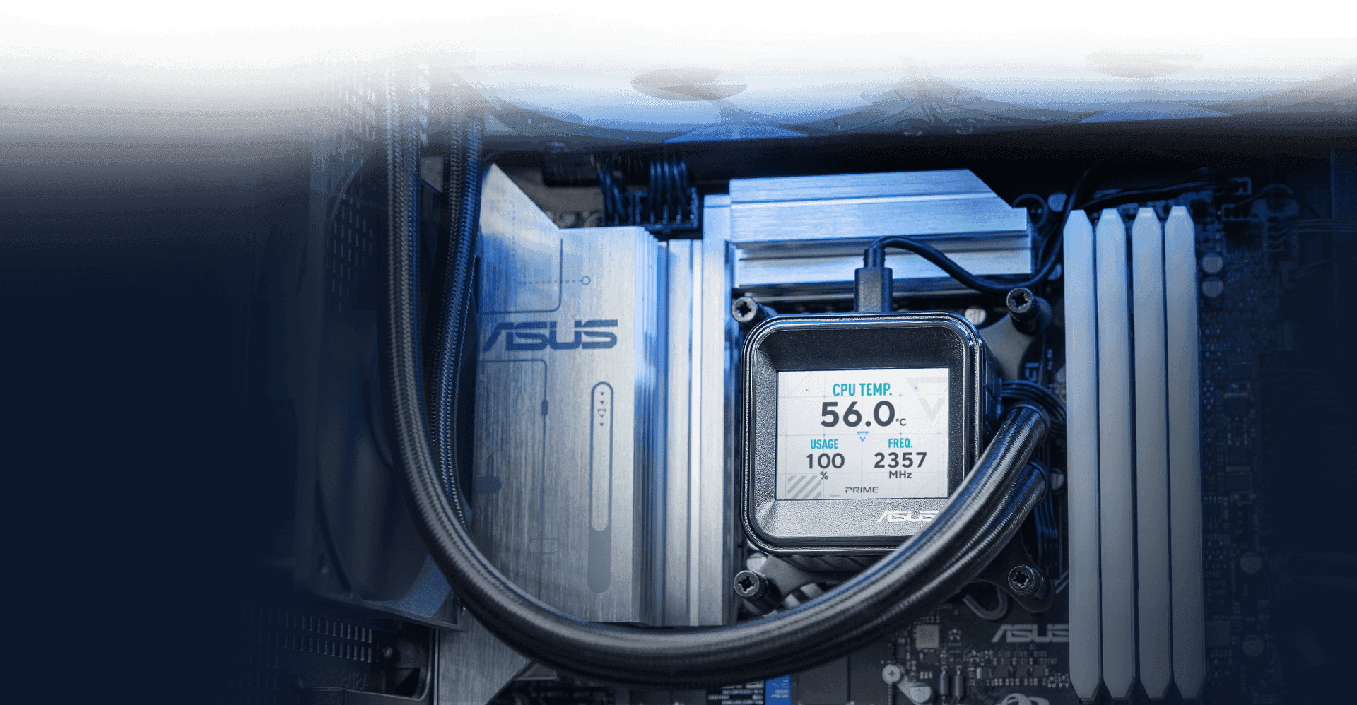 ASUS Prime LC ARGB LCD all-in-one CPU Liquid Cooler, with sharp screen showcasing CPU & GPU information, High-performance Asetek pump, Daisy-chainable fans, upto 3600 RPM, Black | 90RC00Z1-B0EAY0 thumbnail 3