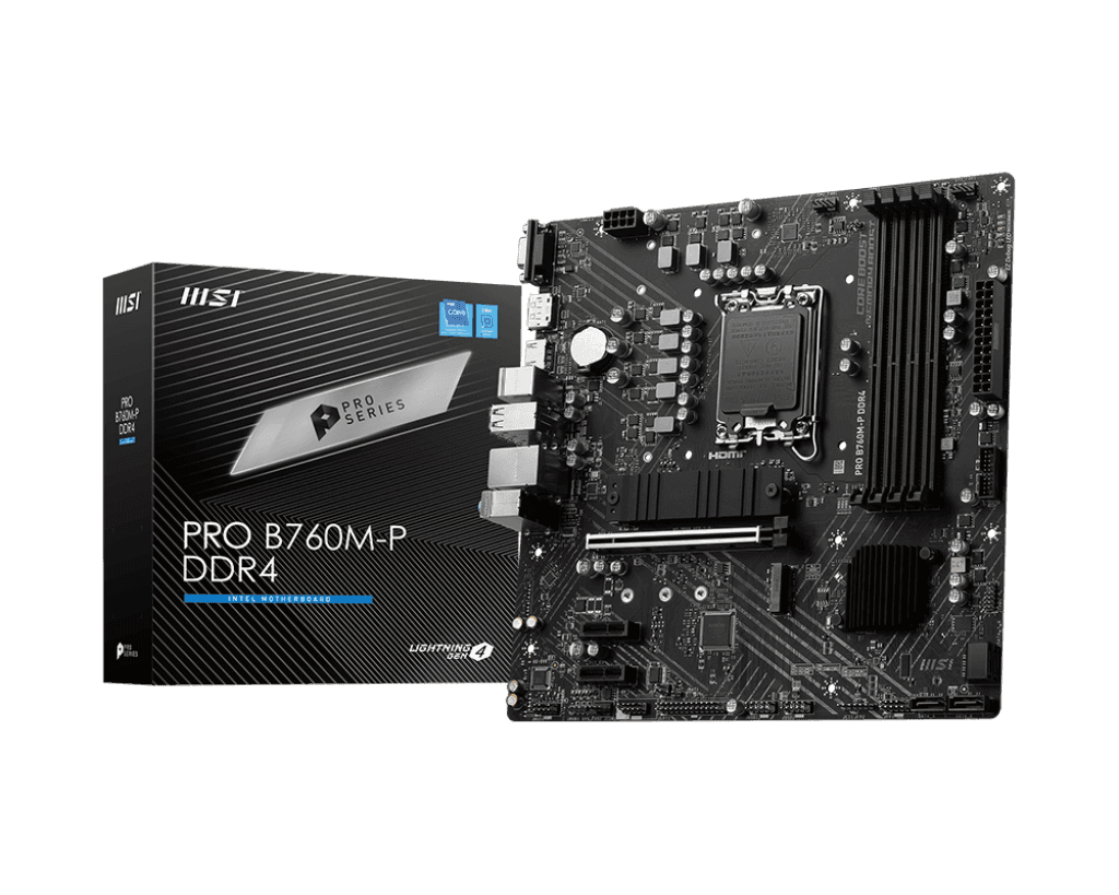 MSI MSI PRO B760M-P DDR4 Intel LGA 1700 mATX Motherboard, INTEL B760 Chipset, 4x DDR4, 1x HDMI???, 1x DisplayPort, 1x VGA, 2x M.2, 4x SATA 6G, Realtek?? ALC897 Codec, Realtek?? RTL8111H Gigabit LAN, 4x EZ Debug LED | 911-7E02-006 - thumbnail 2