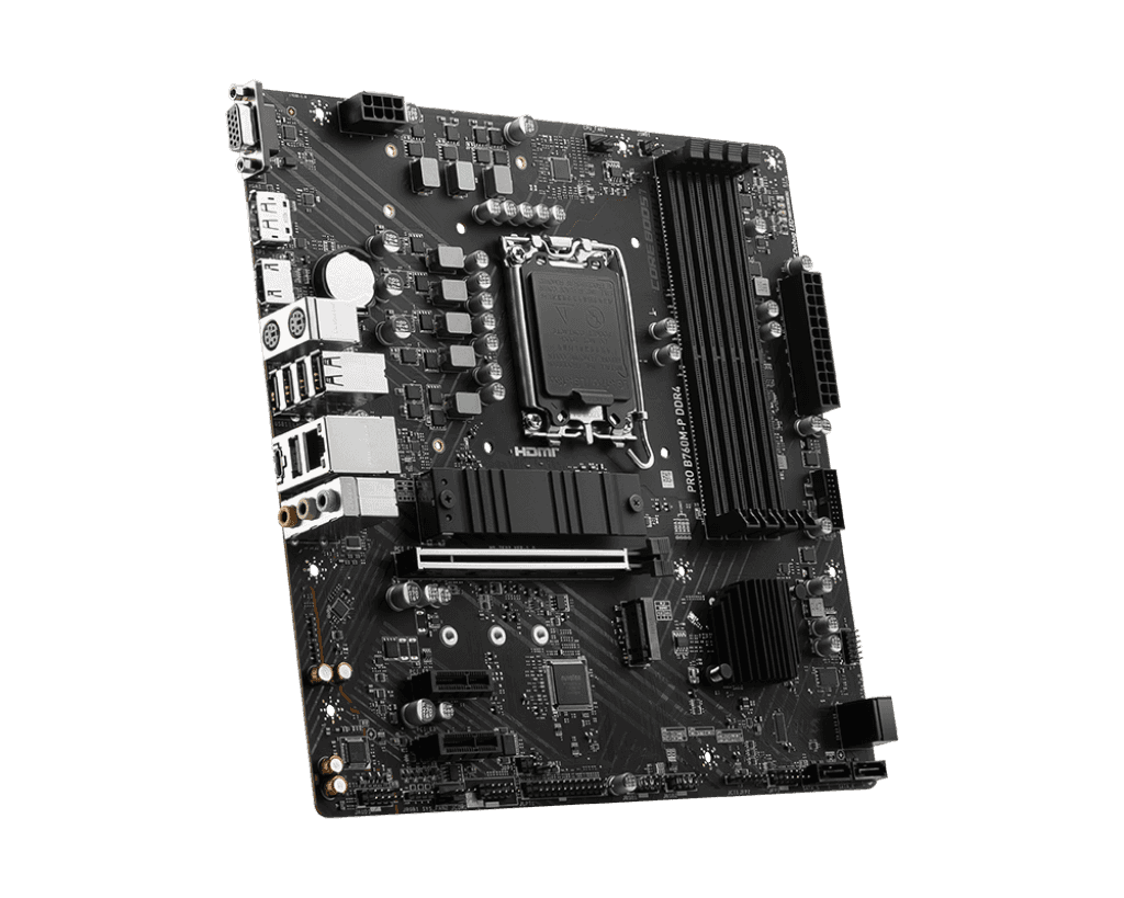 MSI MSI PRO B760M-P DDR4 Intel LGA 1700 mATX Motherboard, INTEL B760 Chipset, 4x DDR4, 1x HDMI???, 1x DisplayPort, 1x VGA, 2x M.2, 4x SATA 6G, Realtek?? ALC897 Codec, Realtek?? RTL8111H Gigabit LAN, 4x EZ Debug LED | 911-7E02-006 - thumbnail 4