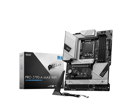 MSI MSI PRO Z790-A MAX WIFI DDR5  Intel ATX Mother board, Digital PWM, PCI-E, 6x SATA 6G, 4x M.2, 1x HDMI, 1x DisplayPort, 2.5Gbps LAN, VRM Heatsink, Pre installed IO Shield | 911-7E07-018 - thumbnail 2