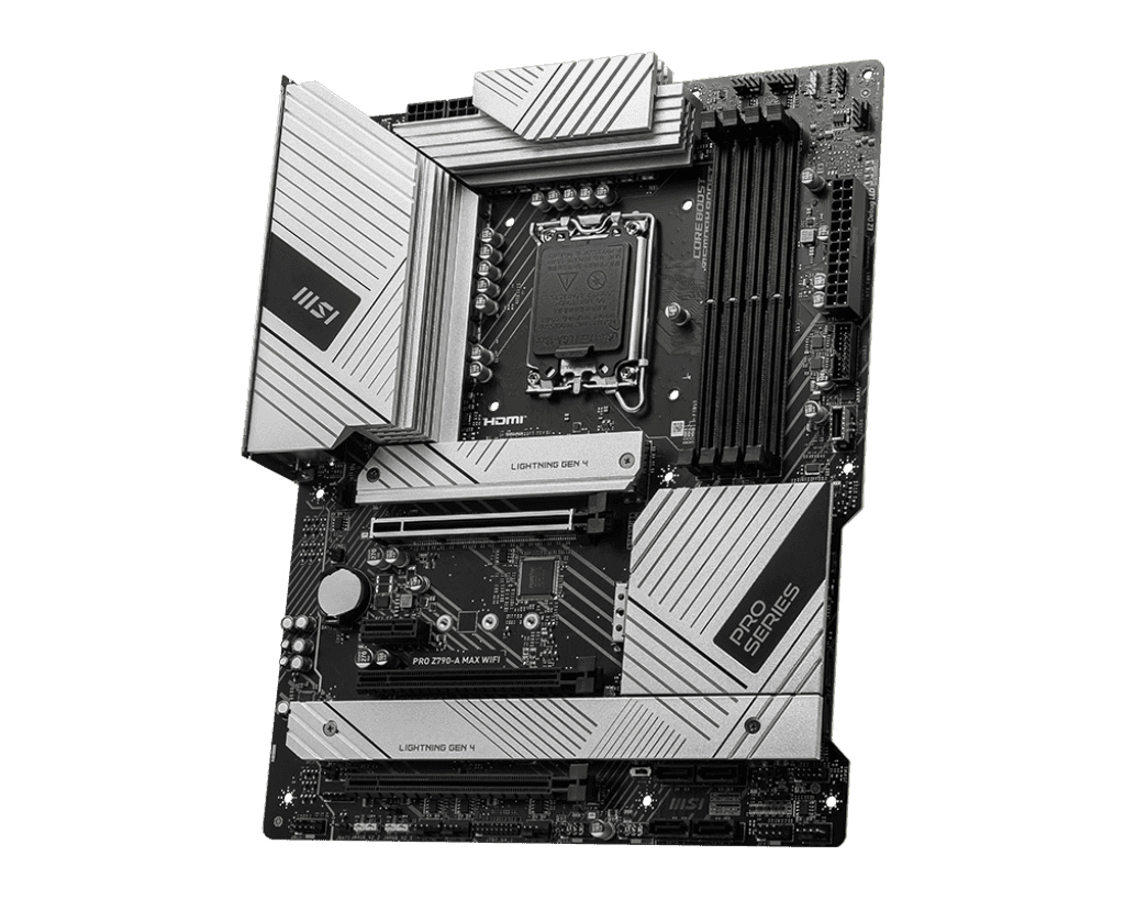MSI MSI PRO Z790-A MAX WIFI DDR5  Intel ATX Mother board, Digital PWM, PCI-E, 6x SATA 6G, 4x M.2, 1x HDMI, 1x DisplayPort, 2.5Gbps LAN, VRM Heatsink, Pre installed IO Shield | 911-7E07-018 - thumbnail 3